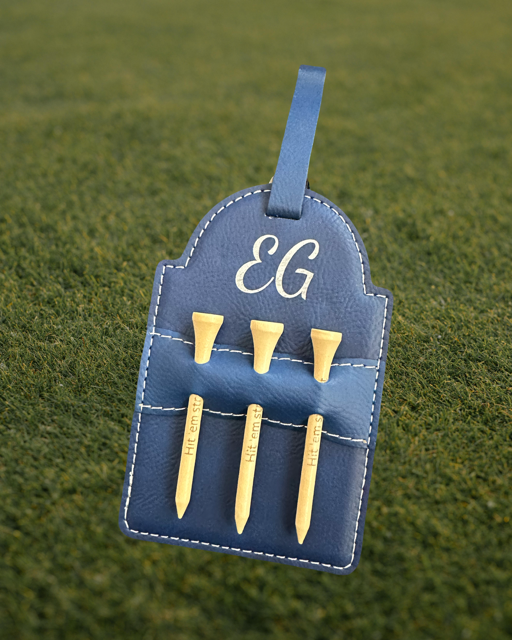 Personalized Golf Bag Tag with Wooden Tees Set