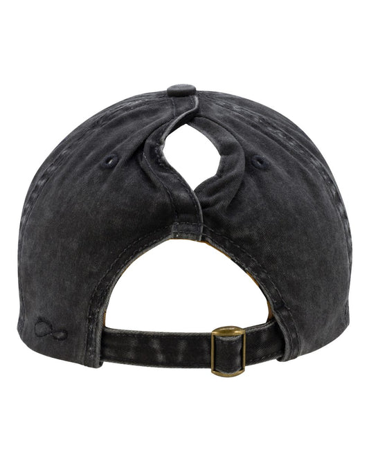 WGANJ embroidered cap - Pigment-Dyed with Fashion Undervisor / Ponytail back